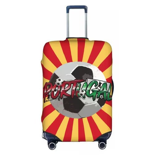Unisex nicht-elastische Kofferhülle mit Fußball-Rautenmuster, reißfester Stretchhülle für Trolley mit Griff- und Radausschnitten Skanto