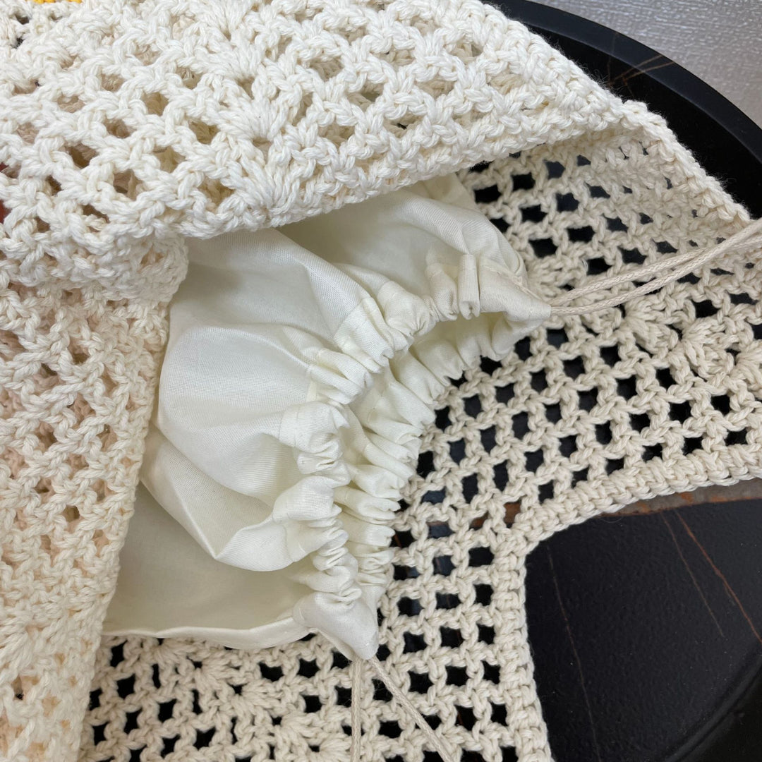 Handgeknüpfte Baumwolltasche mit Sonnenblumenmuster Skanto