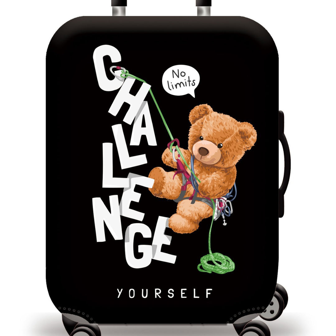 Skanto Unisex Kinder-Trolley-Koffer mit niedlichem Teddybär-Design, Hartschale, Teleskopgriff und vier drehbaren Rollen Skanto