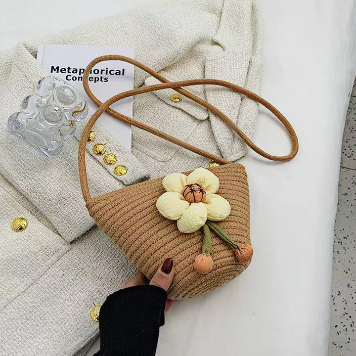 Handgefertigte Umhängetasche mit floraler Applikation Skanto