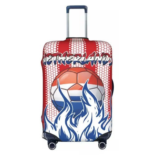 Unisex nicht-elastische Kofferhülle mit Fußball-Rautenmuster, reißfester Stretchhülle für Trolley mit Griff- und Radausschnitten Skanto