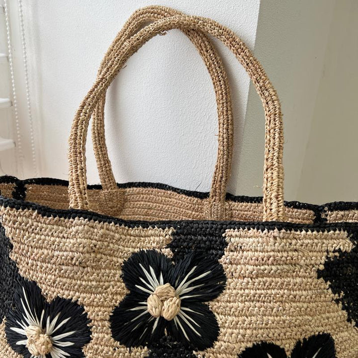 Handgemachte Strandtasche mit Blumenmuster Skanto