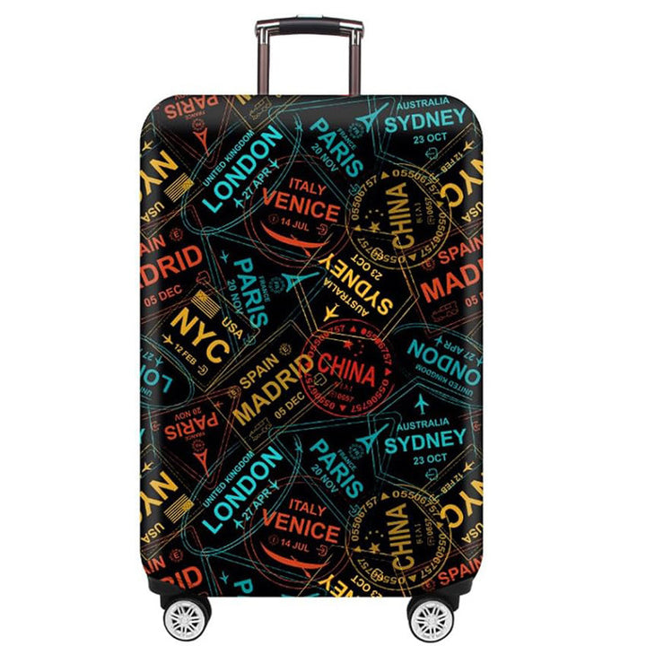 Unisex nicht-elastische Kofferhülle mit Urban-Doodle-Muster, Reißverschluss und Rundumschutz für 4-Rad-Trolleys Skanto