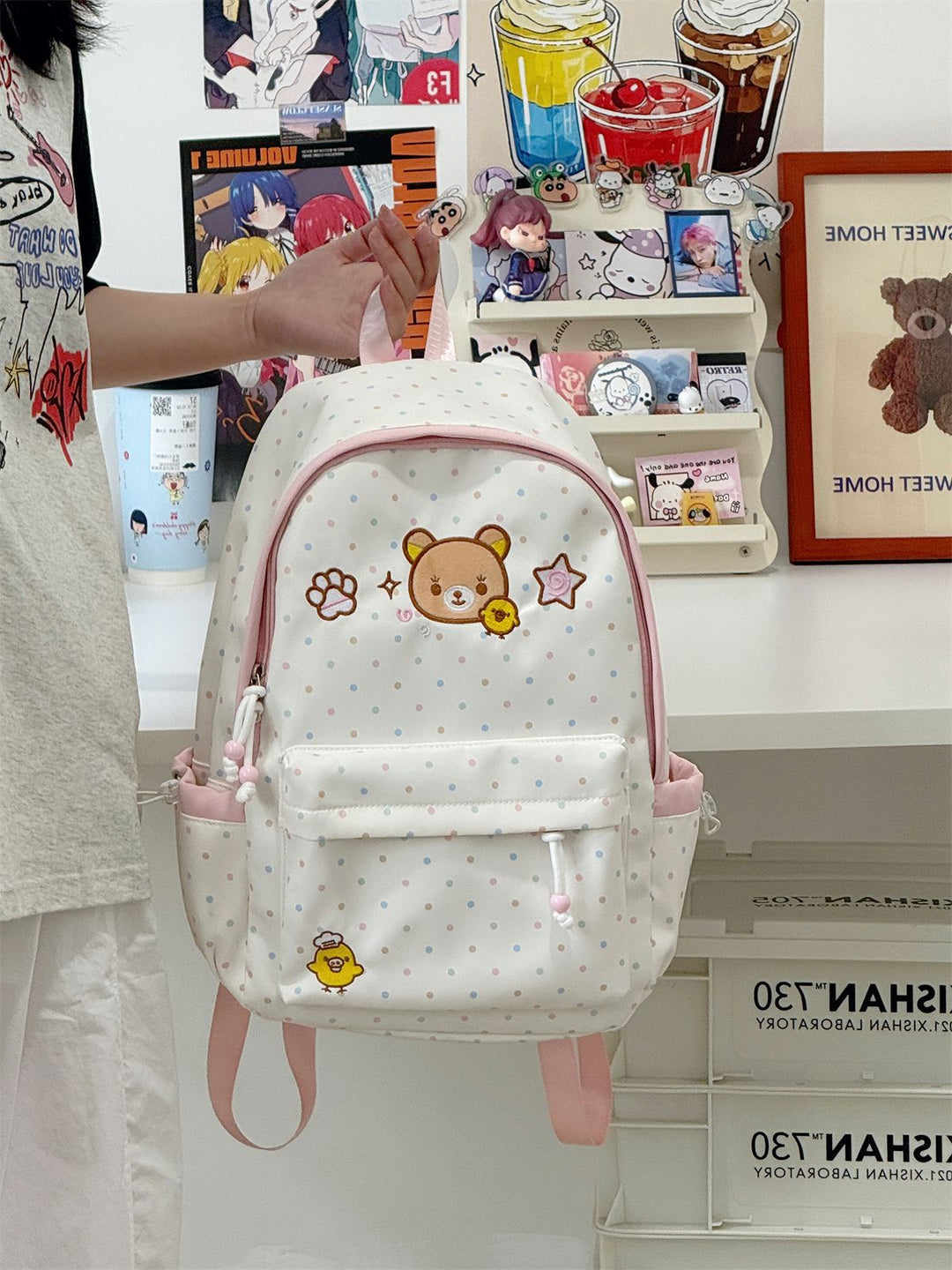 Leichter Schulrucksack mit niedlichem Charakter-Motiv