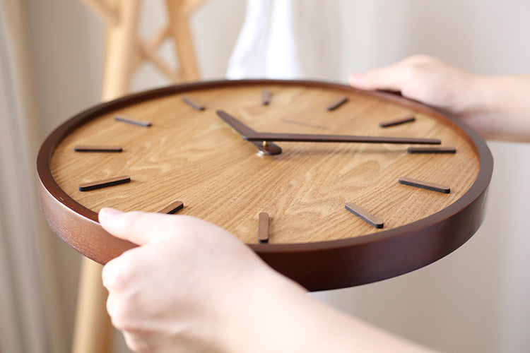 Minimalistische, leise Wanduhr aus Holz, 12 Zoll