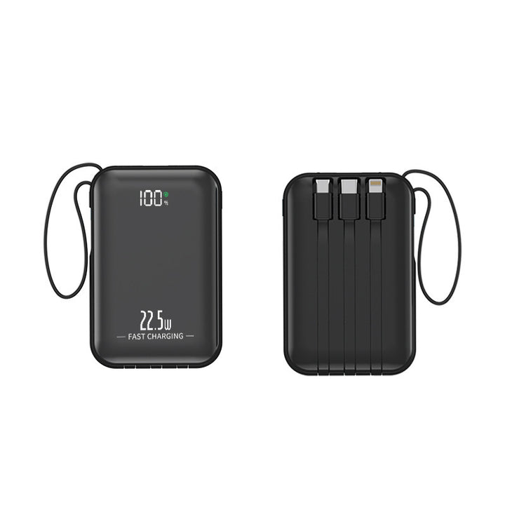 Tragbare Powerbank mit Schnellladefunktion und integriertem Kabelsystem Skanto