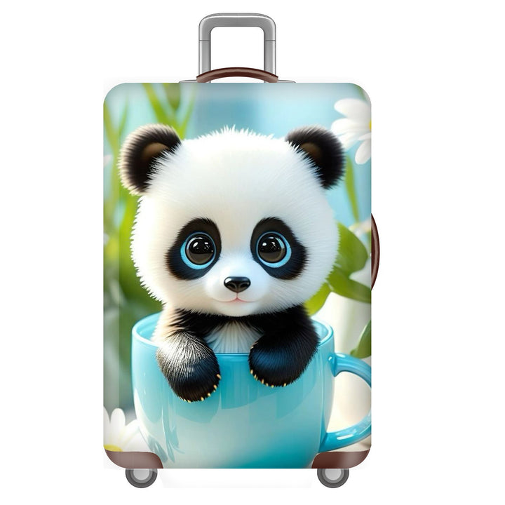 Unisexer nicht-elastischer Kofferbezug für Hartschalen-Trolley mit niedlichem Panda-Motiv, elastische Schutzhülle mit Griff- und Radausschnitten Skanto