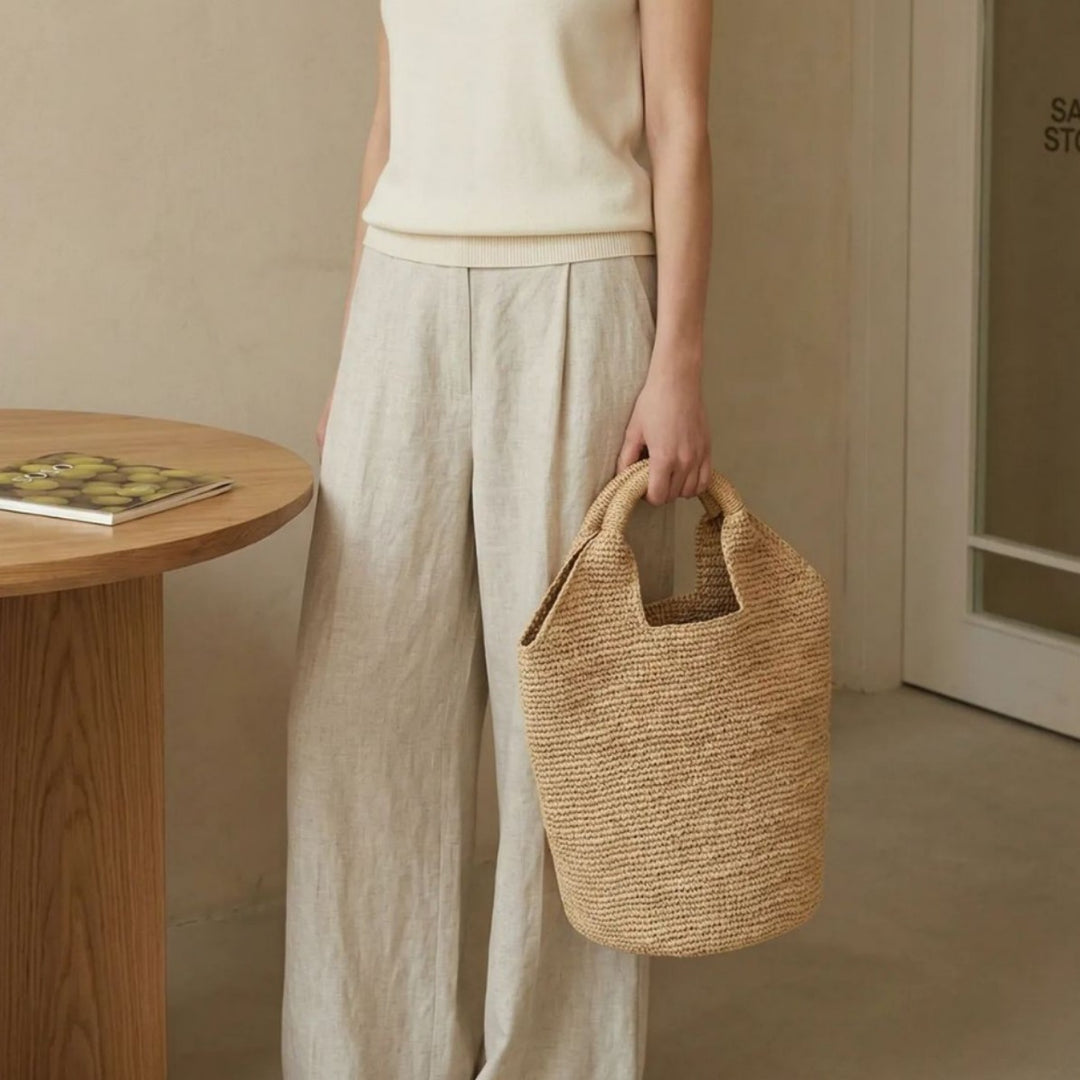 Stroh-Strandtasche mit praktischen Griffen Skanto