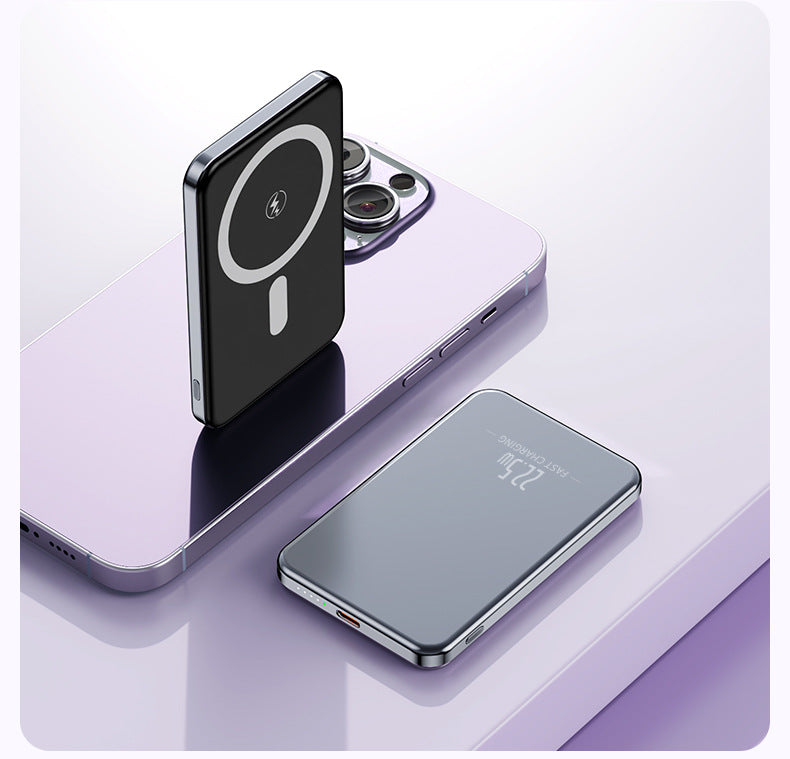 Tragbare Induktions-Powerbank mit schlankem Design und LED-Anzeige Skanto