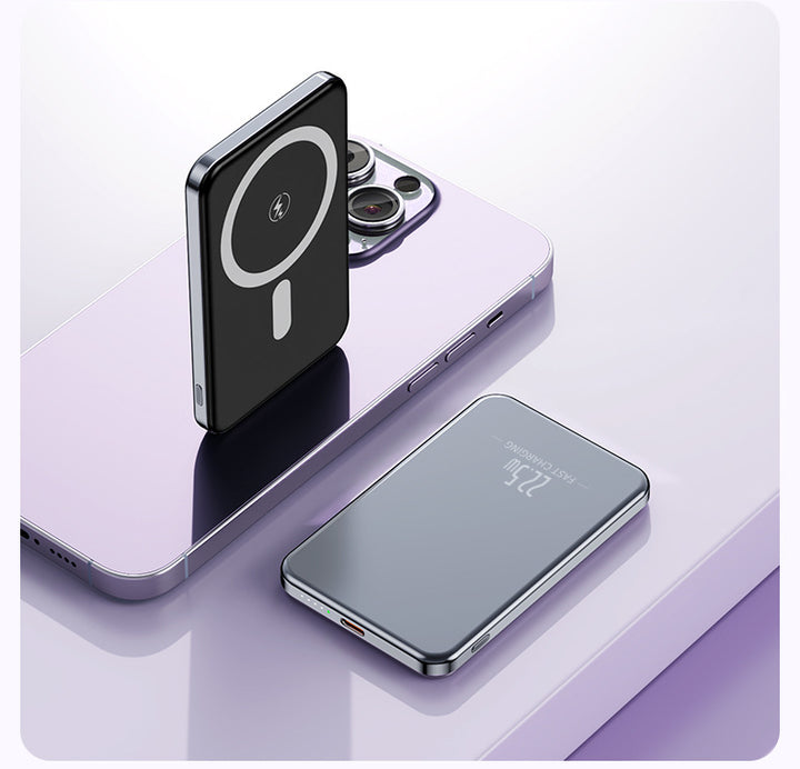 Tragbare Induktions-Powerbank mit schlankem Design und LED-Anzeige Skanto