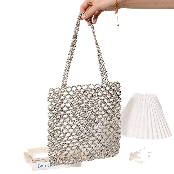Glitzernde Netztasche aus geflochtenem Material Skanto