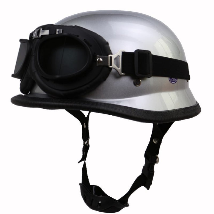 Retro Halbschalen-Motorradhelm mit Brille Skanto