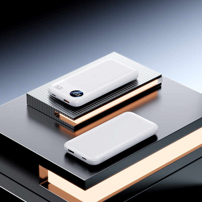 Tragbare Powerbank mit integrierten Ladekabeln und Digitalanzeige Skanto