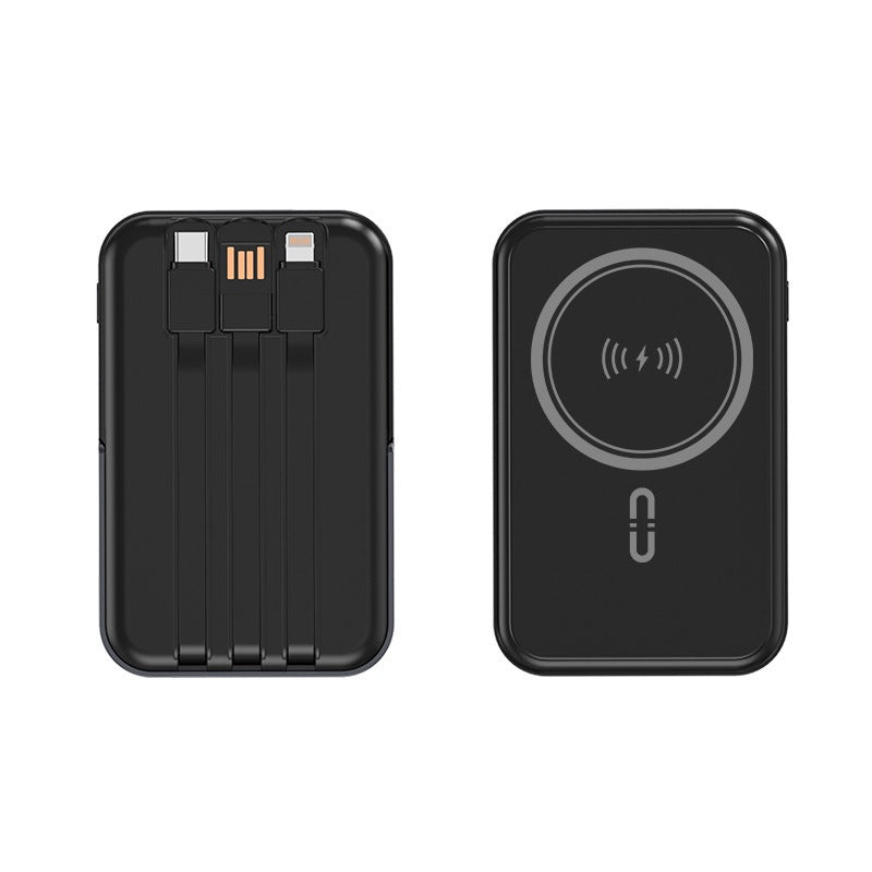 Tragbare Powerbank mit integriertem Ladekabel und kabelloser Ladefunktion Skanto