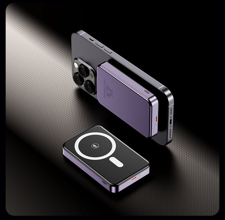 Tragbare Induktions-Powerbank mit schlankem Design und LED-Anzeige Skanto