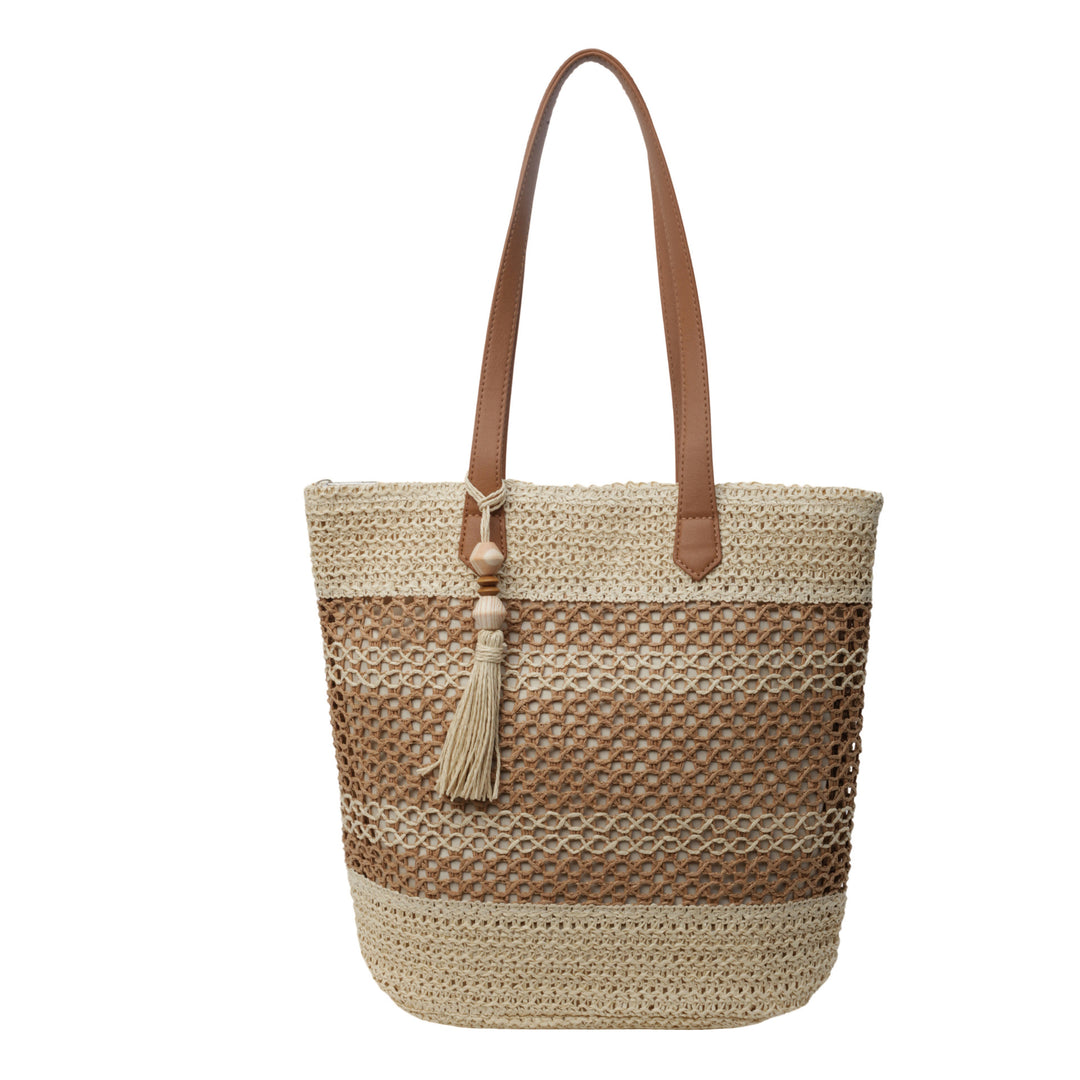 Shopper aus geflochtenem Naturmaterial mit verspieltem Quasten-Detail Skanto