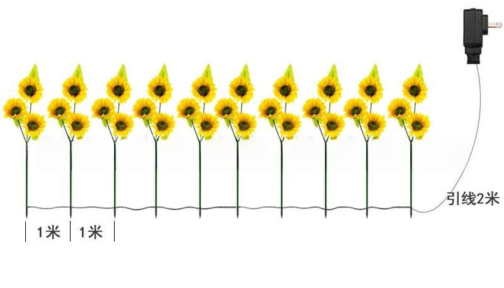 Solarbetriebene Outdoor-Gartensteckerleuchten mit realistischen Sonnenblumen und wasserdichtem Solarregler Skanto