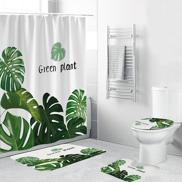 Badezimmer-Set mit tropischem Blätterdruck Skanto