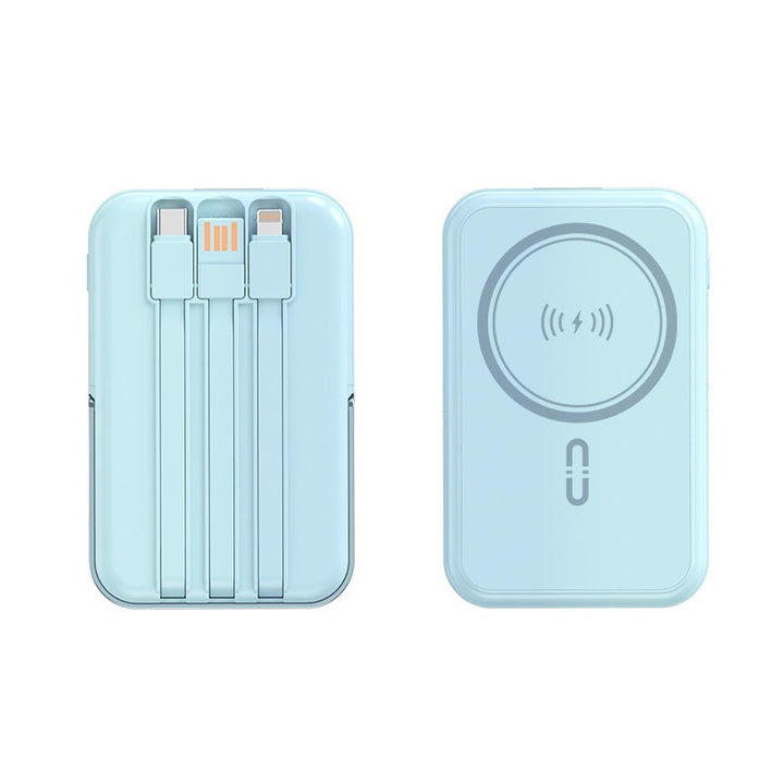 Tragbare Powerbank mit integriertem Ladekabel und kabelloser Ladefunktion Skanto