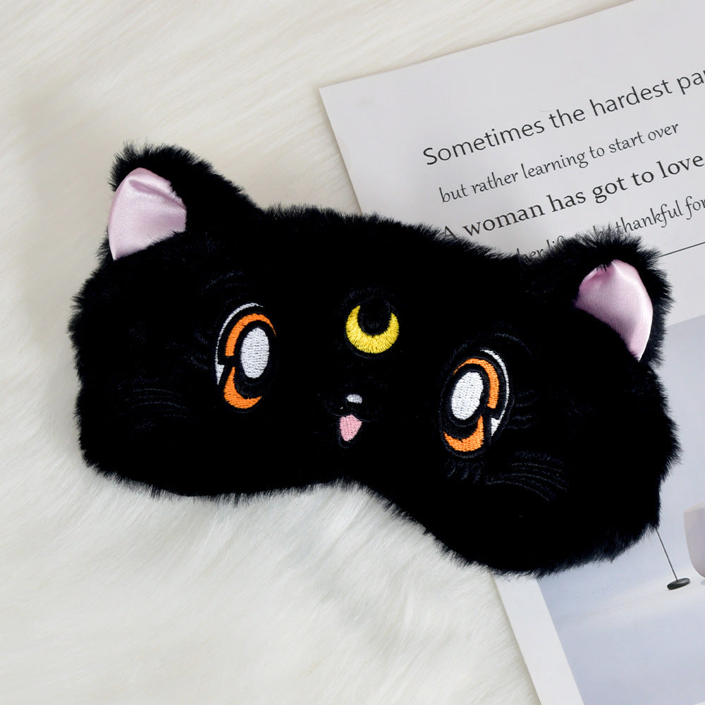 Nan flauschige Schlafmaske für Damen mit besticktem Katzenmotiv und weichem Komfort Skanto