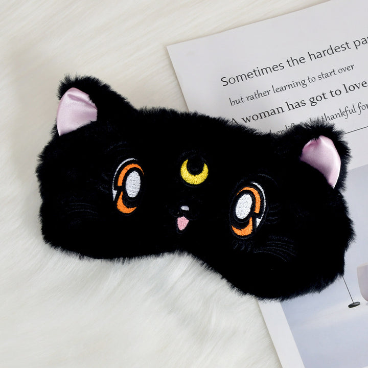 Nan flauschige Schlafmaske für Damen mit besticktem Katzenmotiv und weichem Komfort Skanto