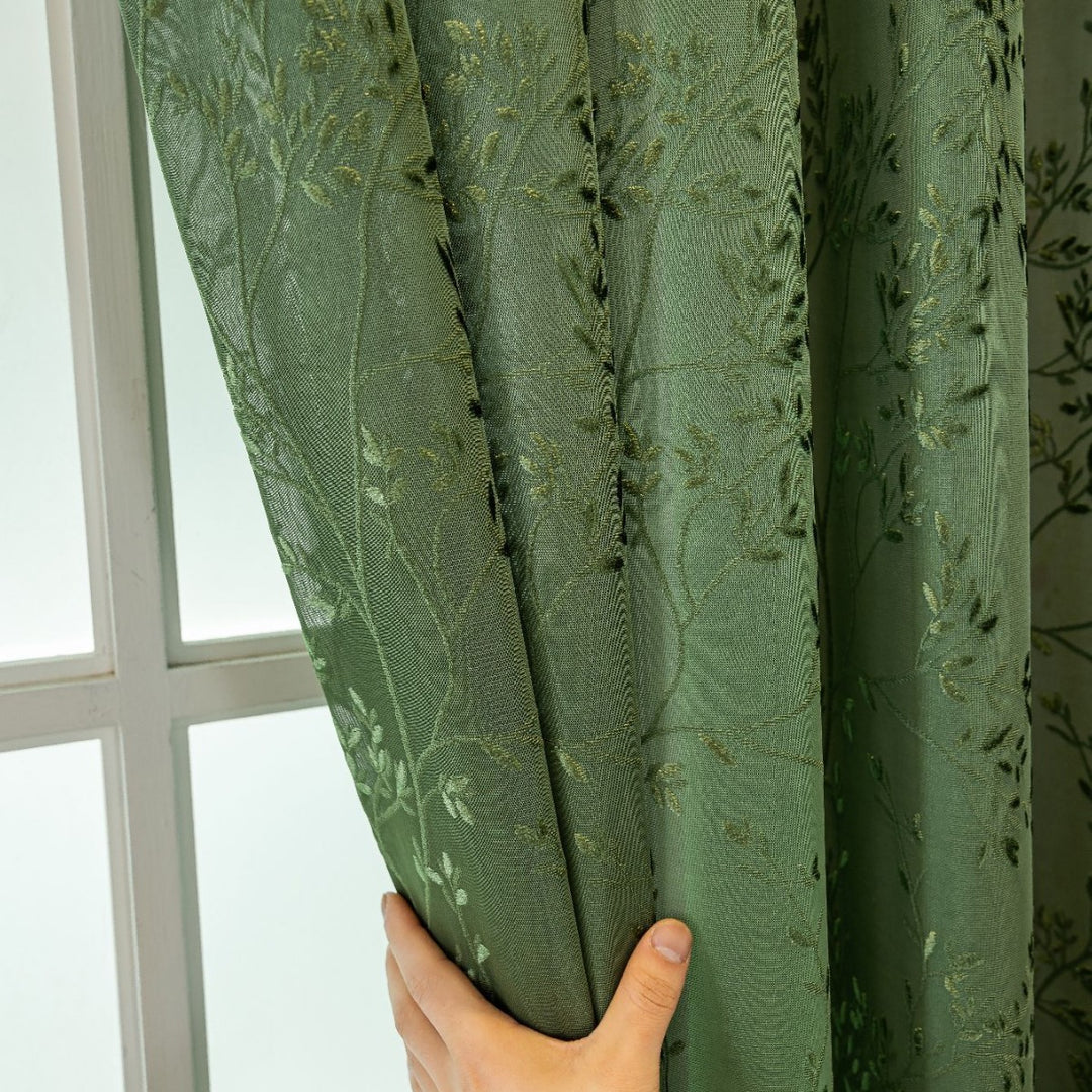 WoFloral Bestickter transparenter Vorhang Skanto