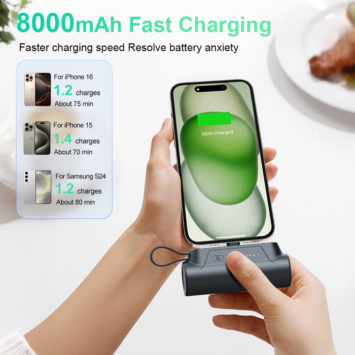 Mini-Powerbank mit integriertem Ladekabel Skanto