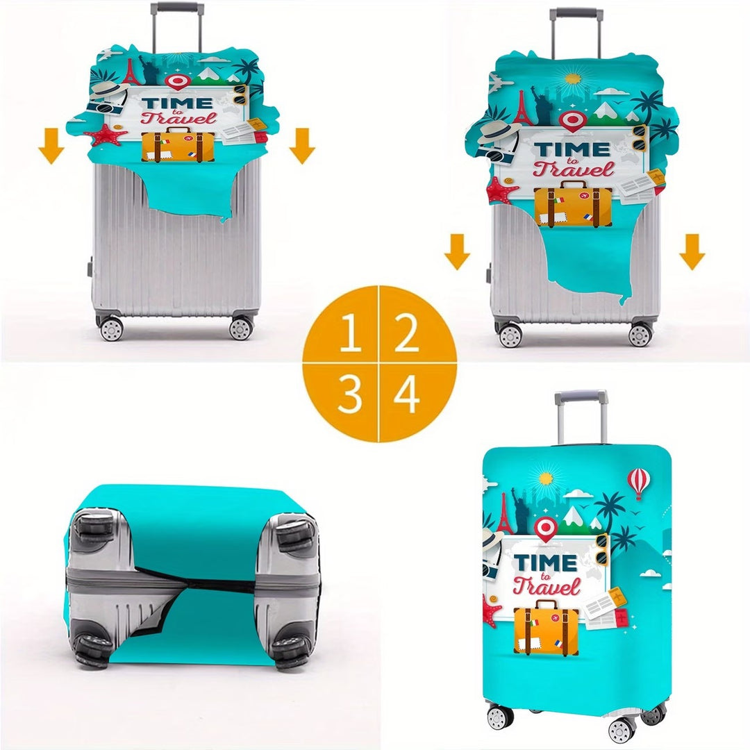 Unisex nicht-elastische Gepäckhülle im Retro-Reiseposter-Design mit Reißverschluss und Anti-Rutsch-Befestigungen für Spinner-Trolleys Skanto