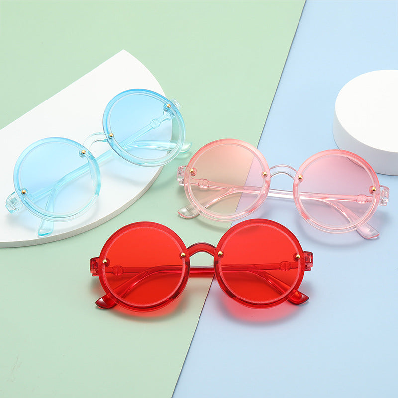 Runde Damen-Sonnenbrille mit transparentem Rahmen Skanto