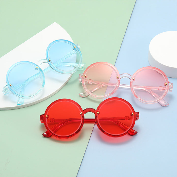 Runde Damen-Sonnenbrille mit transparentem Rahmen Skanto