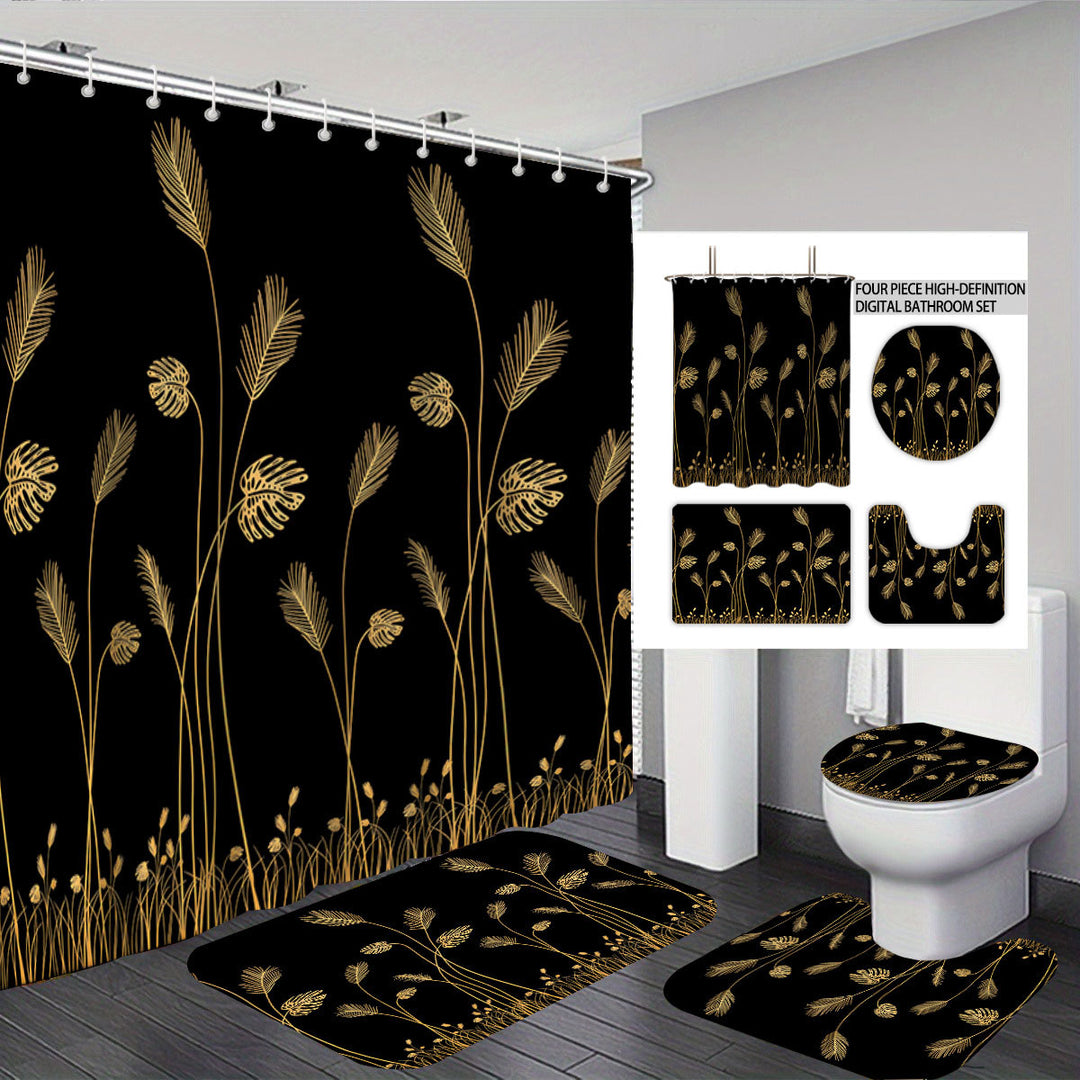 Digitales Badezimmer-Deko-Set mit Botanik-Motiv Skanto