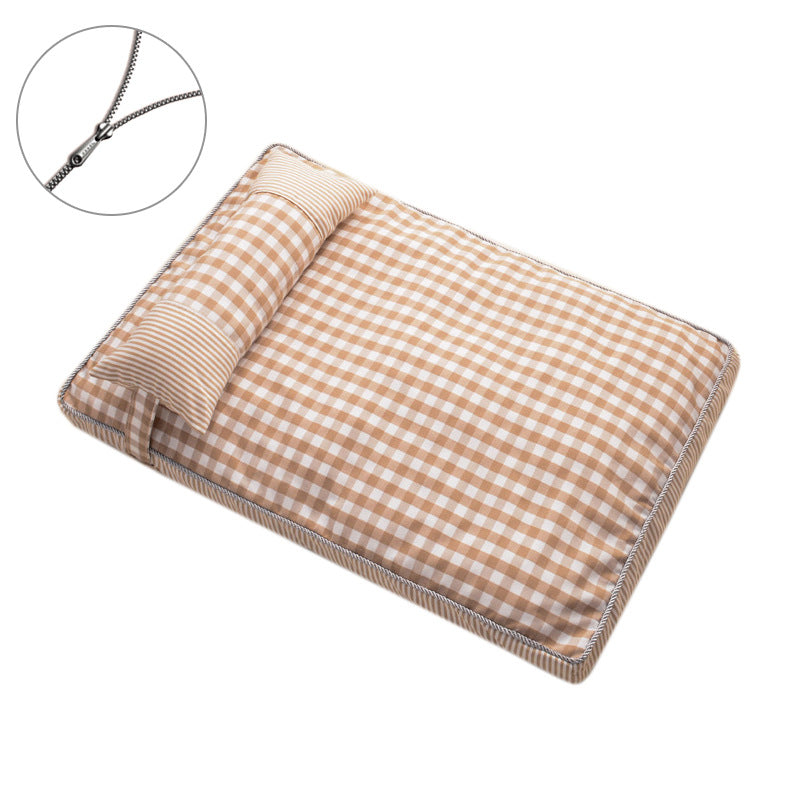 Premium Gingham-Muster Liegematte Hundebett