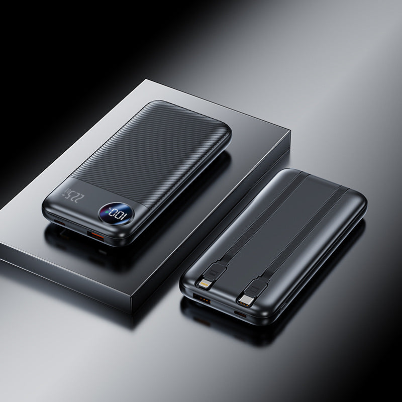 Tragbare Powerbank mit integrierten Ladekabeln und Digitalanzeige Skanto
