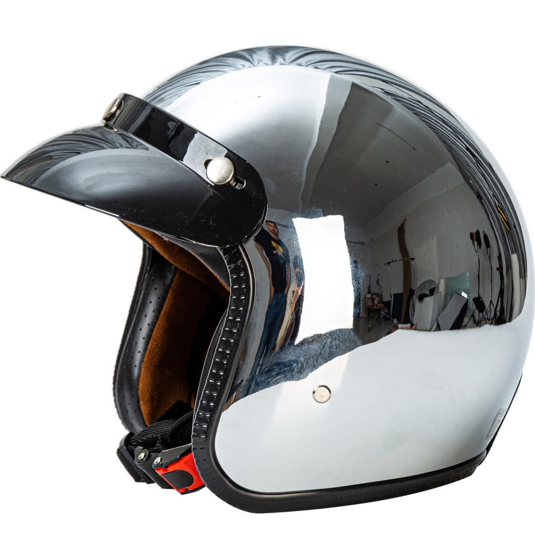 Retro Chrom Motorradhelm Skanto