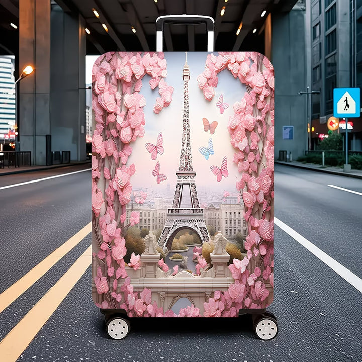 Unisexer nicht-elastischer Kofferbezug mit 3D-Blumen- und Schmetterlingsmotiv für Trolley mit Reißverschluss und rutschfester Innenbefestigung Skanto
