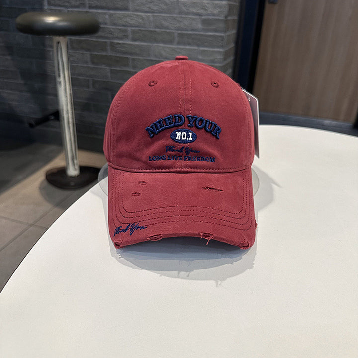 Herren Distressed Baumwoll-Baseballkappe mit Stickerei Skanto