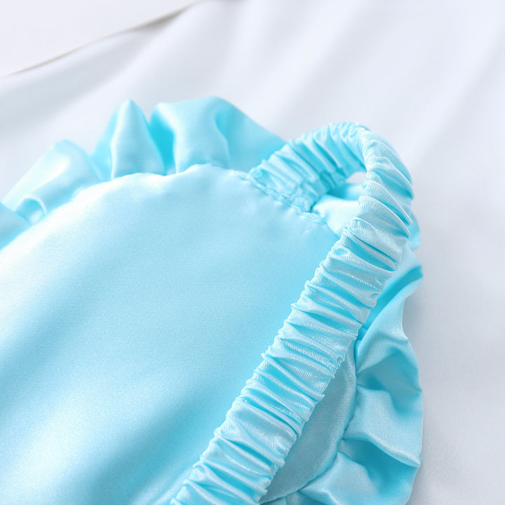 Satin-glänzende Augenmaske für Damen mit ergonomischer Kontur, Rüschenrand und weicher Polsterung Skanto