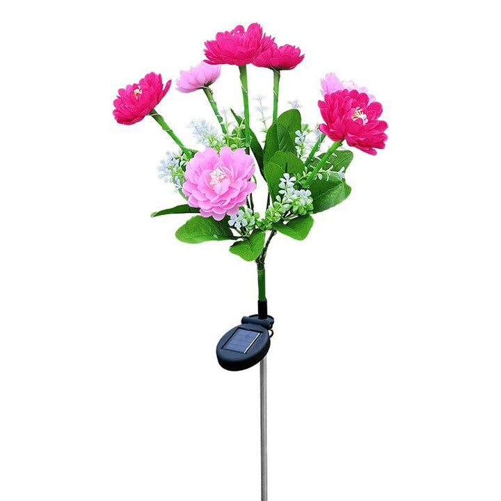 Solarbetriebener lebensechter Blumen-Gartenstecker mit Multi-Kopf-LED-Cluster und wasserdichtem Dämmerungssensor