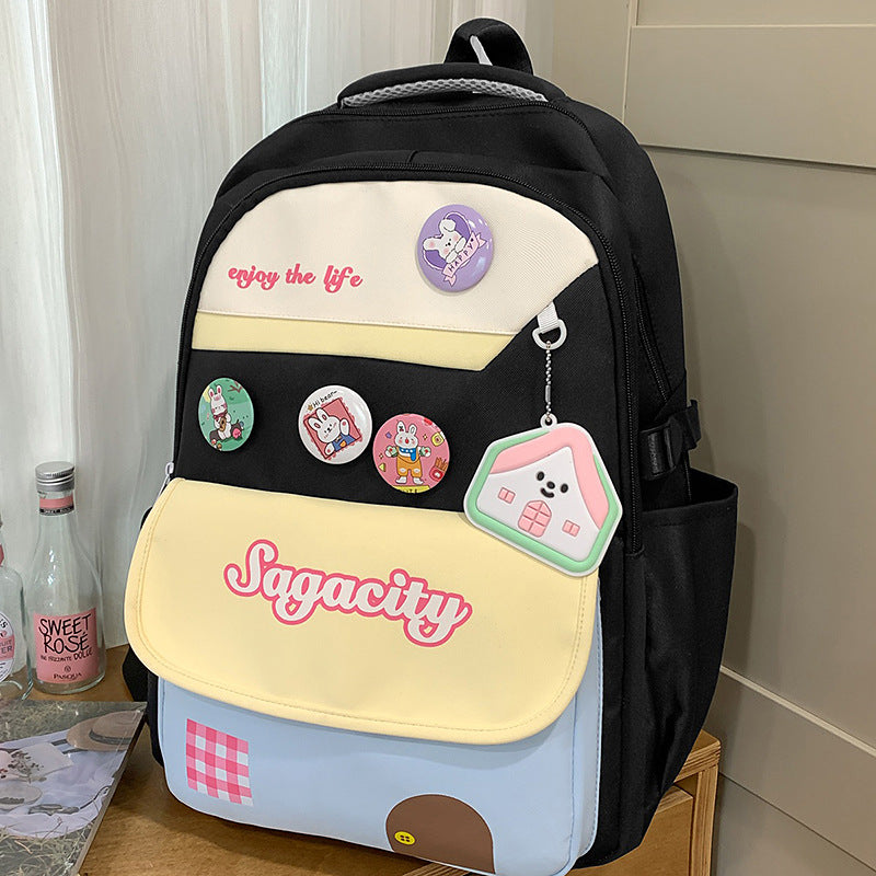 Schulrucksack mit mehreren Fächern und niedlichem Charakter-Motiv