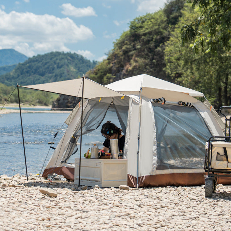 Campingzelt mit geräumigem Innenraum und erweiterbarem Sonnenschutz Skanto