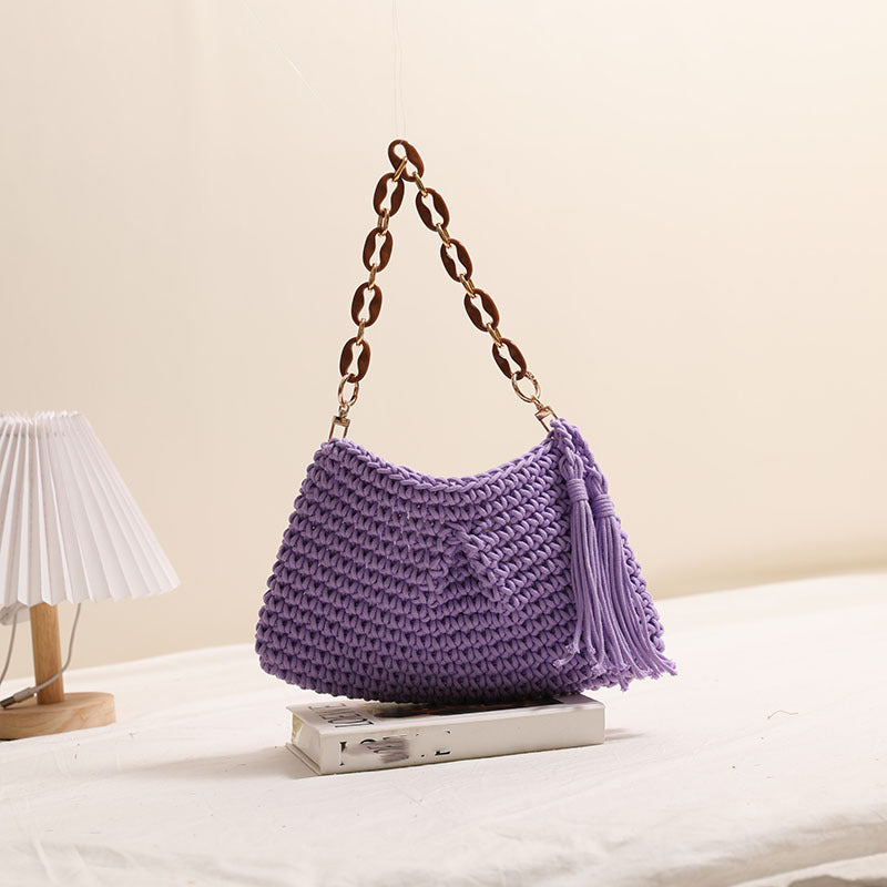 Handgemachte Makramee-Tasche mit stilvollen Fransen Skanto