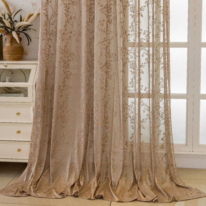 WoFloral Bestickter transparenter Vorhang Skanto