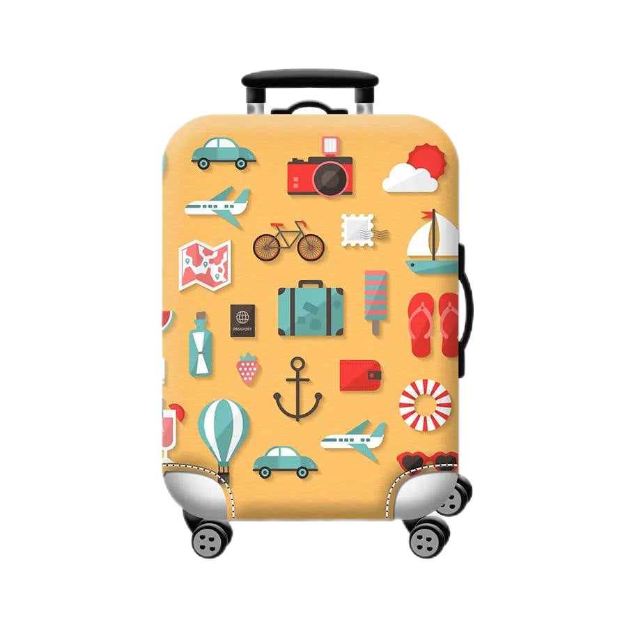 Unisex Hartschalen-Kabinentrolley mit Vintage-Reiseillustration, 360°-Drehrädern und Teleskopgriff Skanto