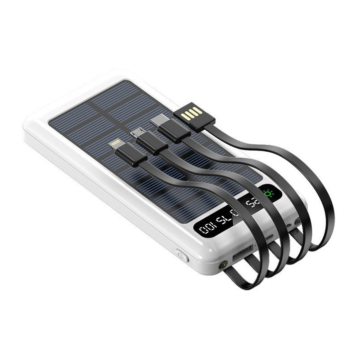 Solarbetriebene Powerbank mit integrierten Ladekabeln Skanto