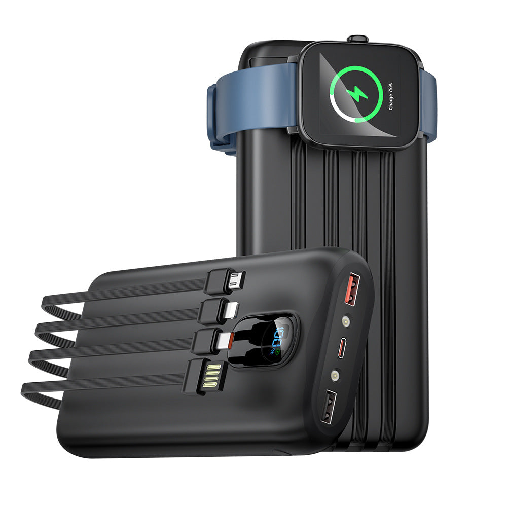 Powerbank mit integrierten Ladekabeln und LCD-Bildschirm Skanto