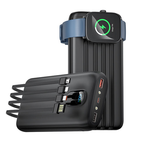 Powerbank mit integrierten Ladekabeln und LCD-Bildschirm Skanto