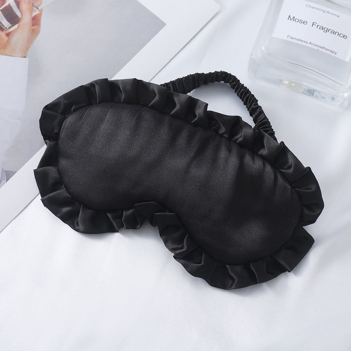 Satin-glänzende Augenmaske für Damen mit ergonomischer Kontur, Rüschenrand und weicher Polsterung Skanto