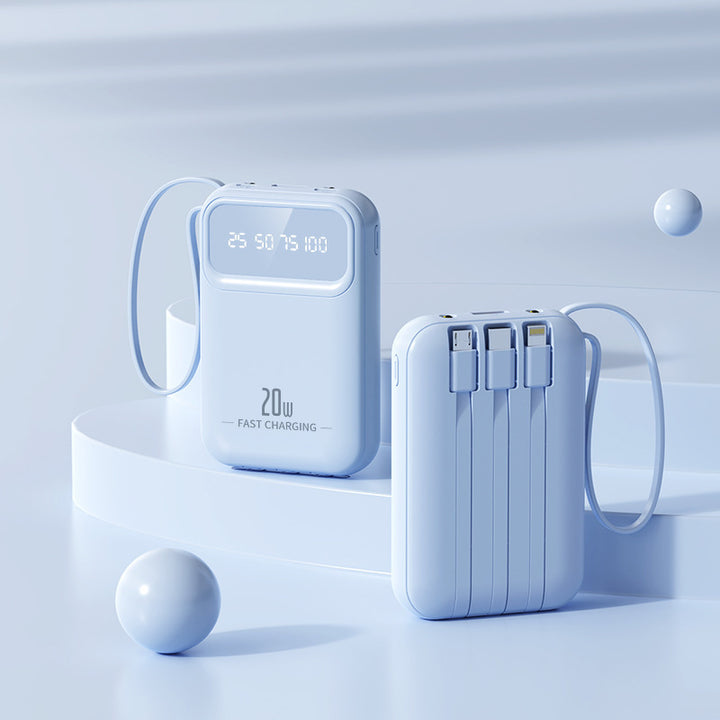 Kompakte Powerbank mit integrierten Schnellladeanschlüssen Skanto