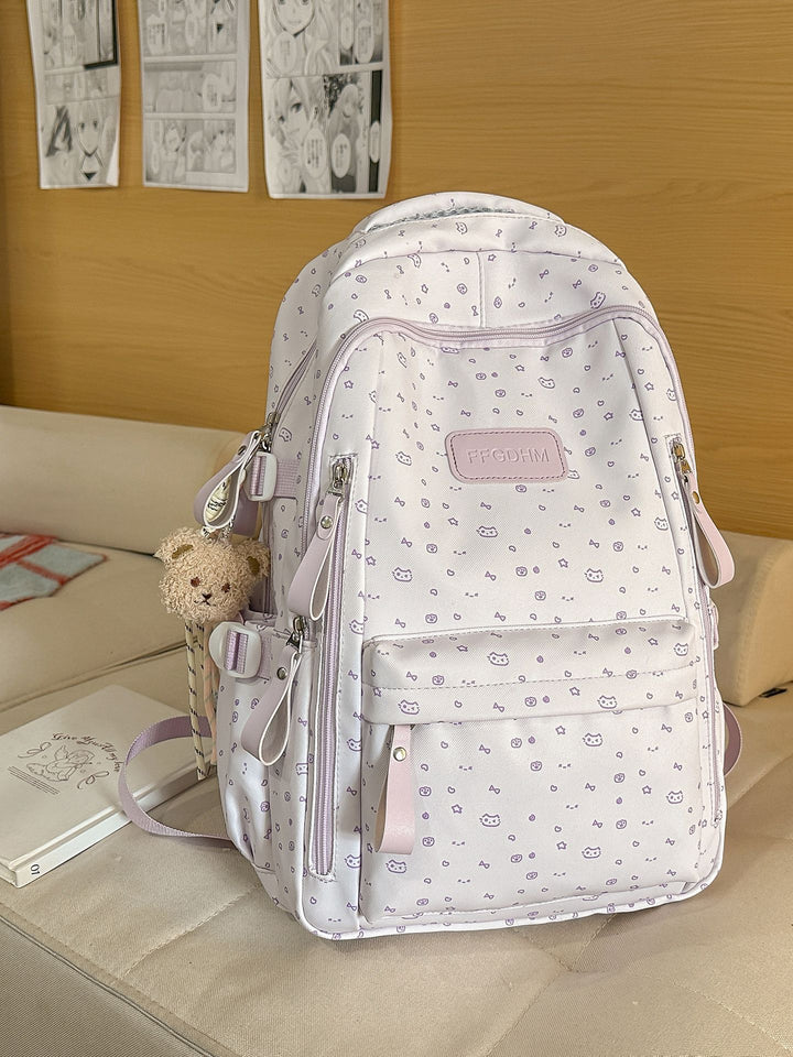 Niedlicher Schulrucksack mit Charakter-Applikationen