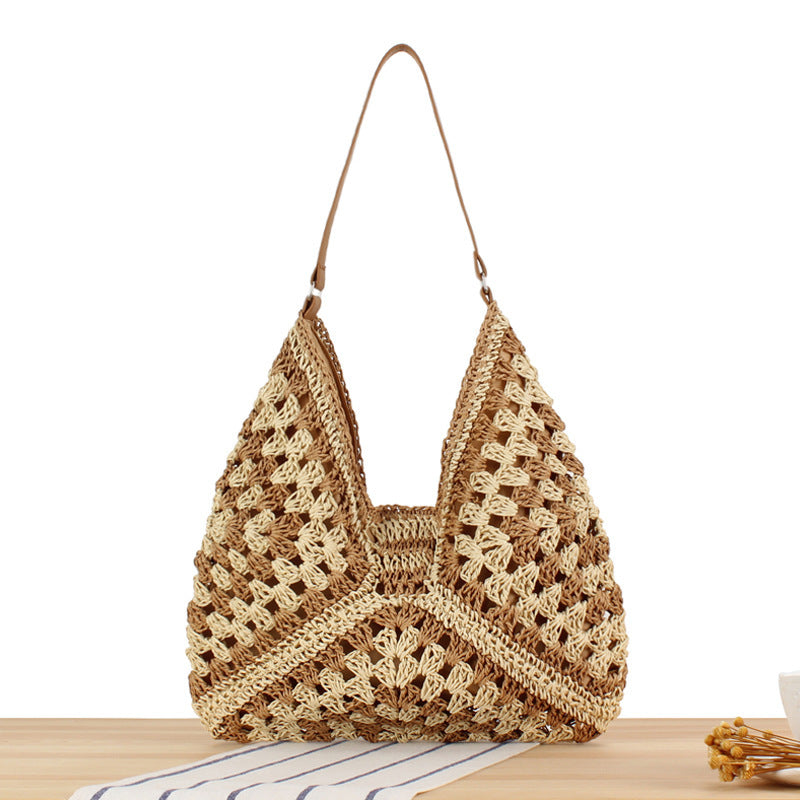 Umhängetasche mit handgeknüpftem Muster und Lederdetails Skanto